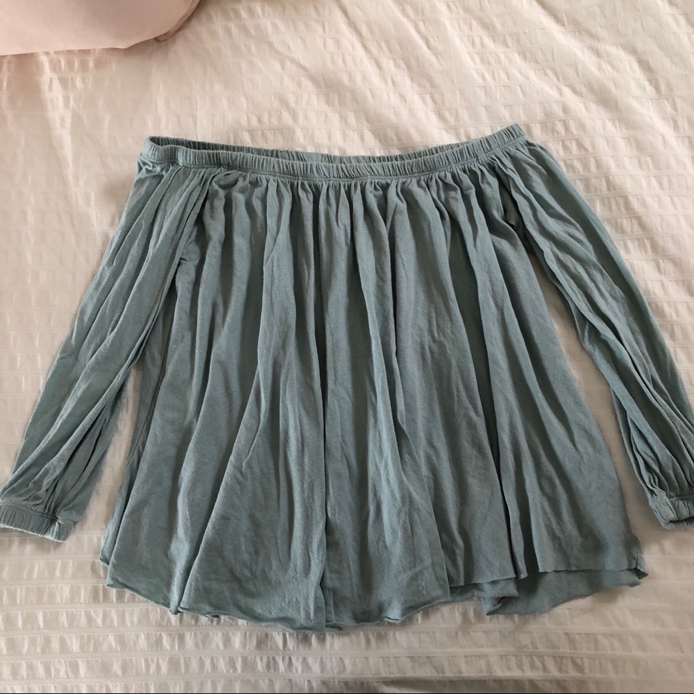 Very soft and comfy blue off-the-shoulder top